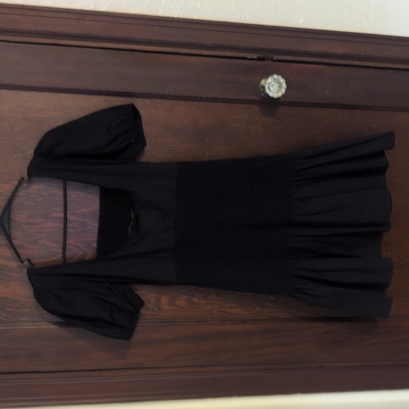 Zara Smocked Little Black Dress Puffer Sleeves Mermaid Fit Size Small - Picture 7 of 8